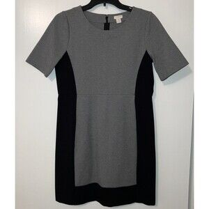 J. Crew Dress Womens Size 6 P Gray Black Colorblock Sheath Career Short Sleeve